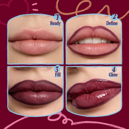 Easy Lazy Lip Combo~3D Voluming Gloss+Dual Coloring Stick Lip+Liner